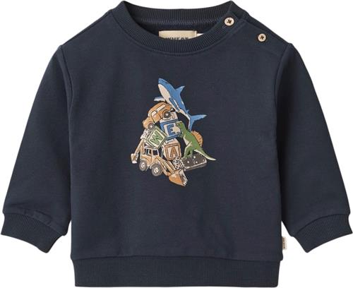 Wheat Sweatshirt Marius Str 80/12m - Blå Sweatshirts Bomuld hos Magasin