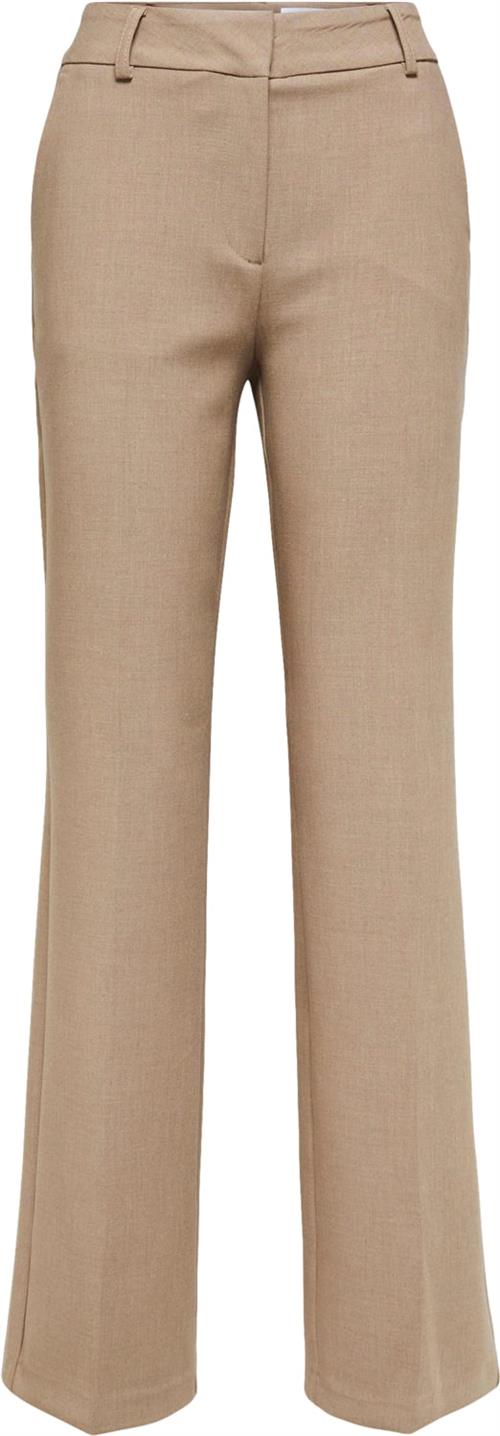 Selected Femme Slfrita MW Wide Pant Camel MLG N NO Kvinde Camel/melange Bukser Med Brede Ben Str "34/""32" - hos Magasin