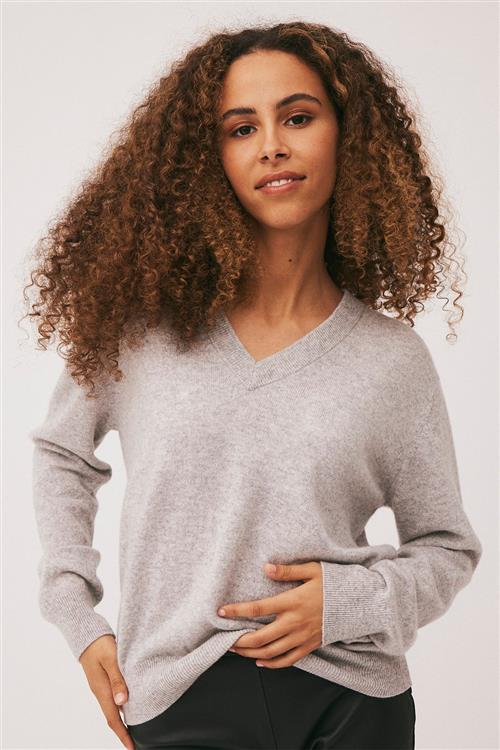 Magasin du Nord Collection Magasin Mabel 10 100 Cashmere Kvinde Light Grey Melange Sweaters Str XS Cashmere