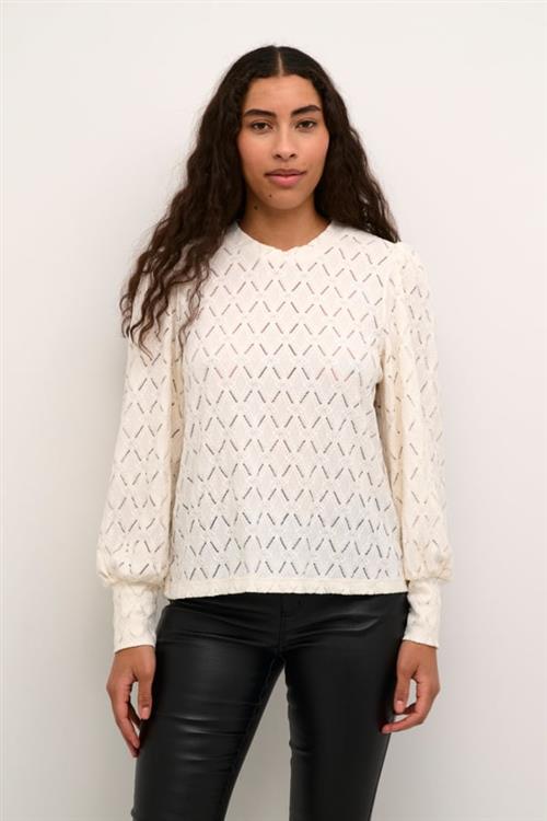 Se Kaffe Katine Lace Blouse Kvinde Chalk Langærmede Bluser Str XS - hos Magasin ved Magasin