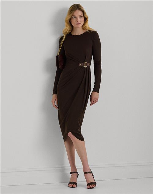 Lauren Ralph Lauren STR Matte Jerseylsl-dad Kvinde Circuit Brown Midi Kjoler Str 34 - hos Magasin