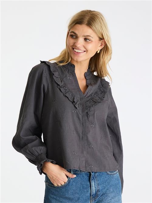 Neo Noir Degas Blouse Kvinde Dark Grey Langærmede Bluser Str 40 - hos Magasin