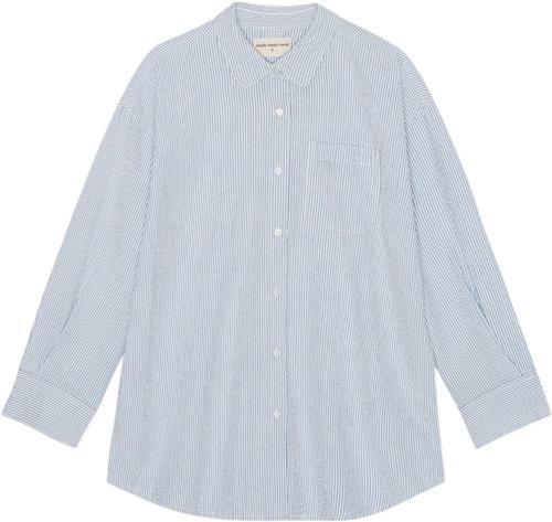 Moshi Moshi Mind Avalon Shirt Wave Stripe Kvinde White / Blue Langærmede Skjorter Str L - hos Magasin