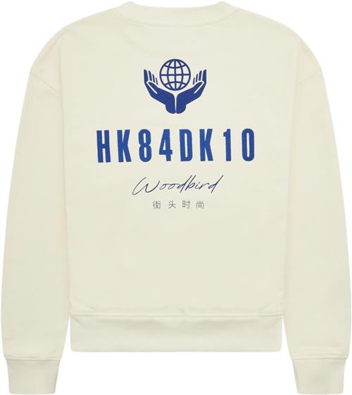 Woodbird Wbcupe Globe Crew Kvinde Off White Sweatshirts Str XS - hos Magasin