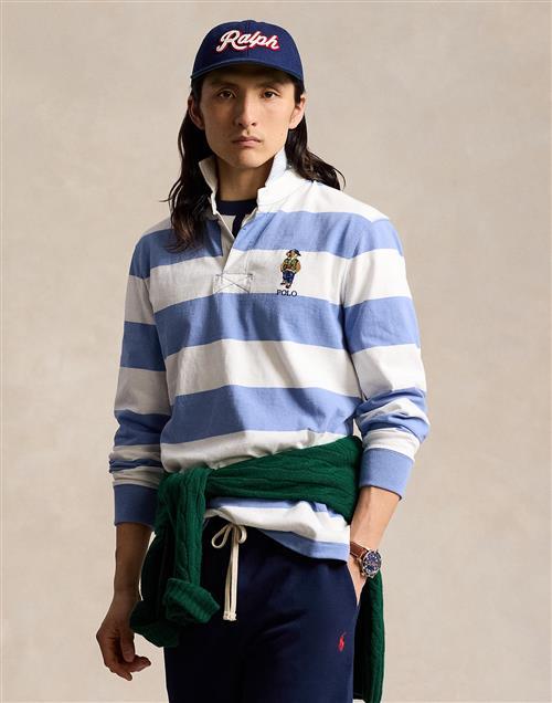 Polo Ralph Lauren 10/1 Jerseylsl-rug Mand F24 Camps Blu/dkw Wh Vrsy Bear Langærmede Poloer Str M - hos Magasin