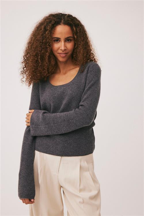 Magasin du Nord Collection Magasin Mabel 6 100 Cashmere Kvinde Dark Grey Melange Sweaters Str M Cashmere