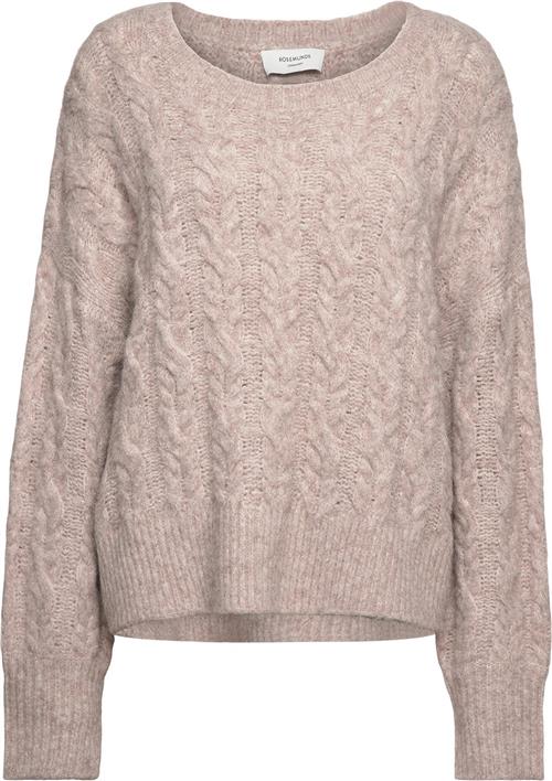 Rosemunde Cable Knit Oneck Kvinde Light Brown Melange Sweaters Str L/XL - hos Magasin