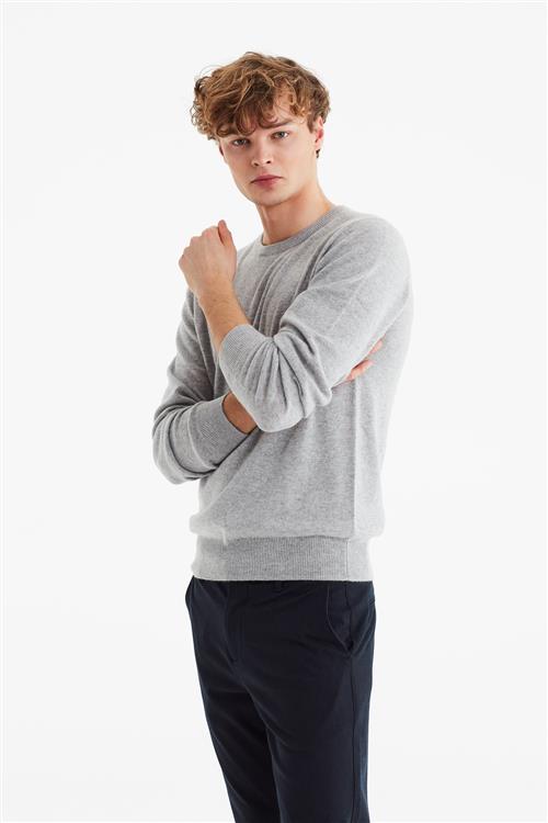 Magasin du Nord Collection Magasin Mads 2 100 Cashmere Mand Light Grey Melange Sweaters Str L Cashmere