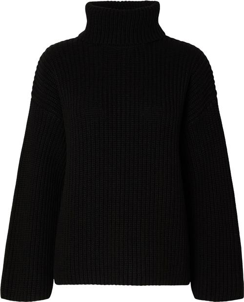 Se Selected Femme Slfsefika LS Knit Rollneck Noos Kvinde Sort Rullekraver Str L - hos Magasin ved Magasin