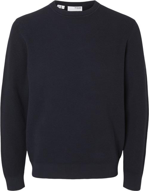 Selected Homme Slhross LS Knit Structure Crew Neck Mand Dark Sapphire Sweaters Str XXL - hos Magasin