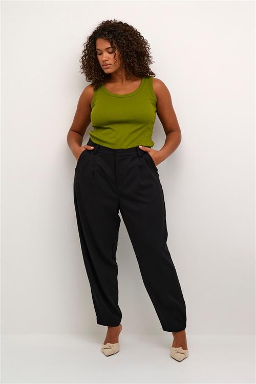 Kaffe Curve Kcmerla Pants Kvinde Black Deep Bukser Med Lige Ben Str 44 - hos Magasin