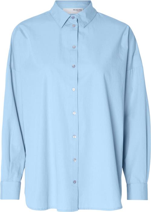 Selected Femme Slfdinasanni LS Shirt Noos Kvinde Cashmere Blue Langærmede Skjorter Str 38 - hos Magasin