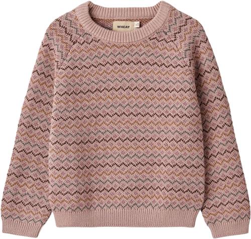 Wheat Jacquard Strik Pullover Mimi Str 110 / 5 år - Dry Rose Toppe Bomuld hos Magasin