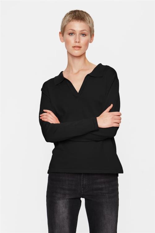 Se Saint Tropez Milasz Polo Pullover Kvinde Black Langærmede Bluser Str XS - hos Magasin ved Magasin