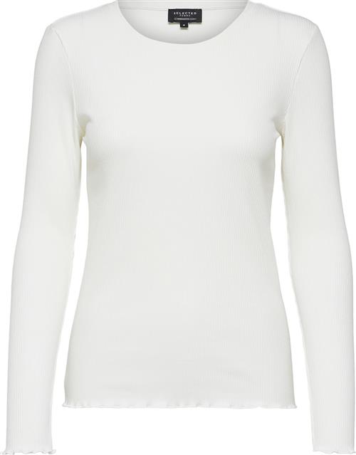 Selected Femme Slfanna LS Crew Neck TEE S Noos Kvinde Hvid Langærmede T-shirts Str XL - hos Magasin