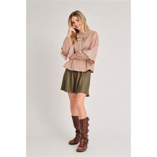 Se A-VIEW Karin Blouse Kvinde Brown/white Langærmede Bluser Str 38 - hos Magasin ved Magasin