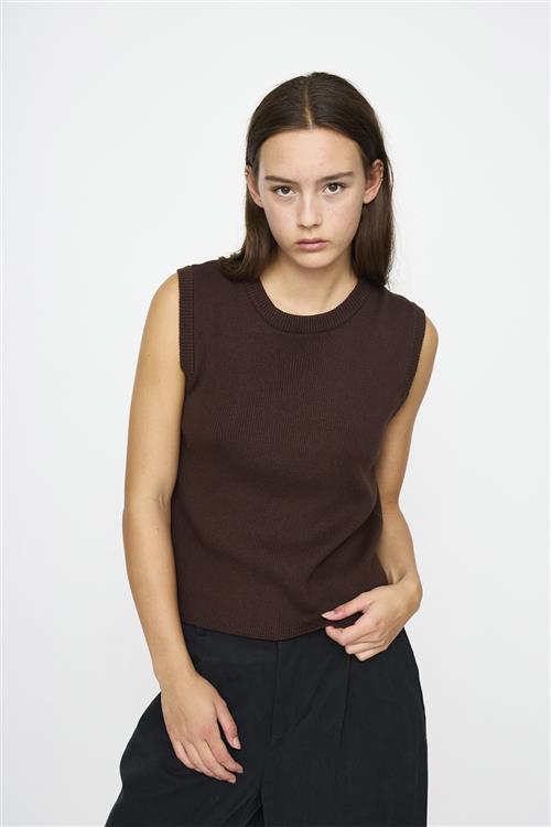 esmé studios Esnico Knit Top Kvinde Coffee Bean Kortærmede T-shirts Str XL - hos Magasin