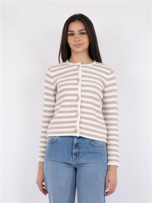 Neo Noir Limone Stripe Knit Jacket Kvinde Asand Overgangsjakker Str 40 - hos Magasin