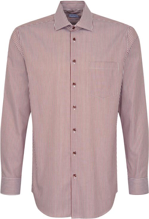 Seidensticker Business Shirt Regular Long Sleeve Kentcollar Stripes Mand Brown Langærmede Skjorter Str 42 - Bomuld hos Magasin