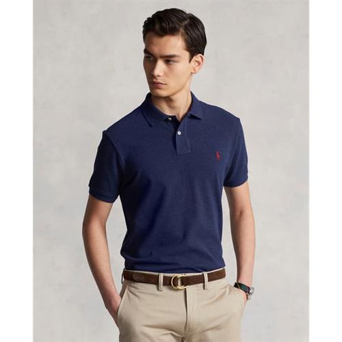 Polo Ralph Lauren Custom Slim Fit Mesh Polo Shirt Mand Spring Navy Heather/c3958 Kortærmede Poloer Str L - Bomuld hos Magasin