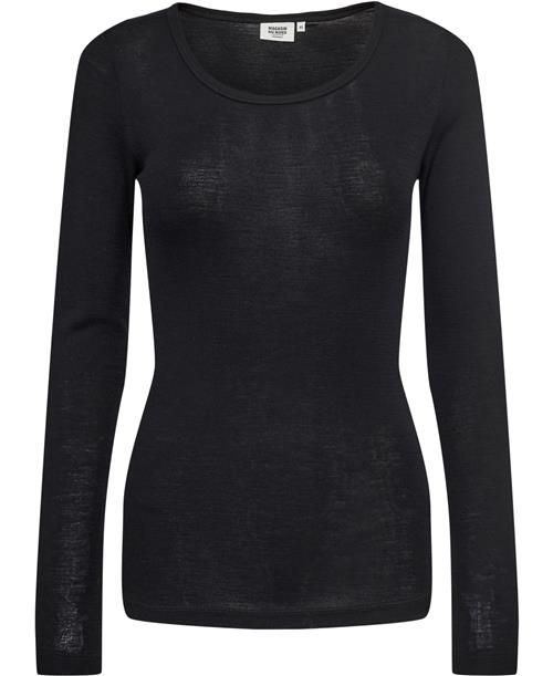 Magasin du Nord Collection Magasin Celia 3 100 RWS Merino Wool Kvinde Black Langærmede Tshirts Str L Merino