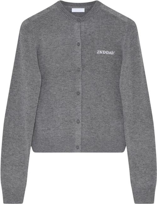 2NDDAY 2ND Vinny TT Soft Wool Blend Kvinde Light Grey Melange Cardigans Str S - hos Magasin