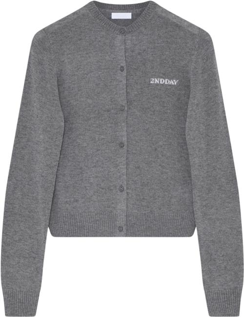 2NDDAY 2ND Vinny TT Soft Wool Blend Kvinde Light Grey Melange Cardigans Str M - hos Magasin