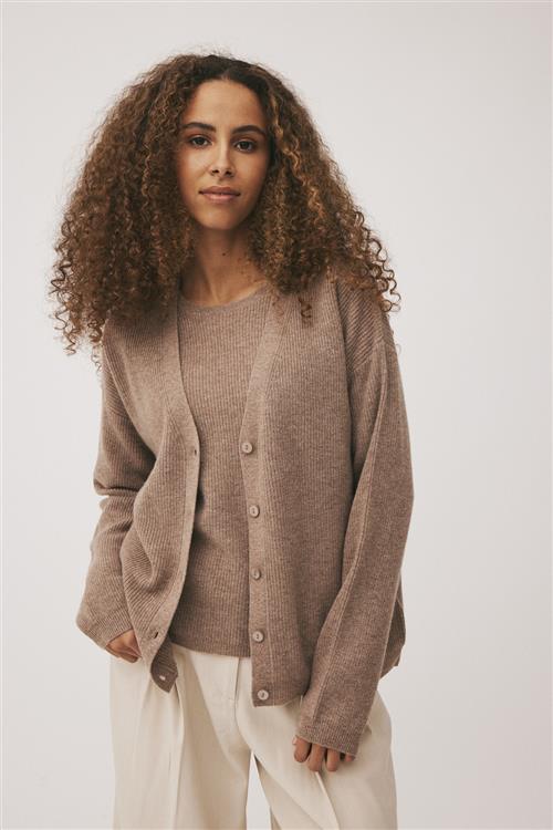 Magasin du Nord Collection Magasin Mabel 5 100 Cashmere Kvinde Sand Melange Cardigans Str XS Cashmere