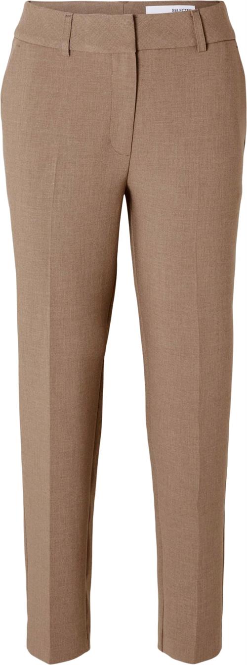 Selected Femme Slfritaria MW Crop Pant Camel MEL Kvinde Camel/melange Bukser Med Smalle Ben Str 38 - hos Magasin