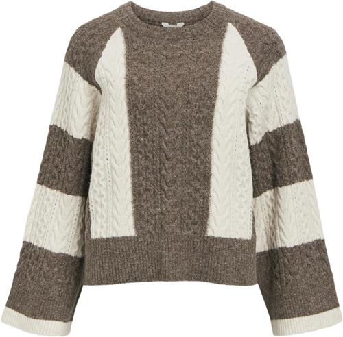 Se Object Objrosa Knit L/S RE Pullover 134 Kvinde Morel/white Sand Toppe Str XS - hos Magasin ved Magasin