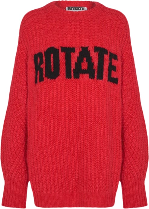 ROTATE Birger Christensen Knitted Logo Sweater Kvinde High Risk Red Sweaters Str 42 - hos Magasin