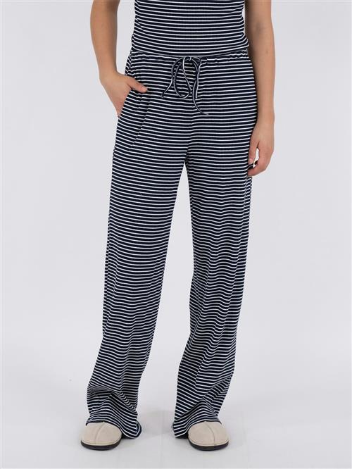 Neo Noir Geri Stripe Pants Kvinde Dark Navy Bukser Med Brede Ben Str 40 - hos Magasin