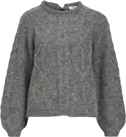 Object Objsmilla Knit RE L/S Pullover CC1 Kvinde Medium Grey Melange Toppe Str M - hos Magasin