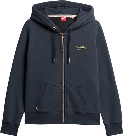 Superdry Essential Logo ZIP Hoodie Kvinde Richest Navy Hættetrøjer Str L - hos Magasin