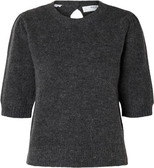 Selected Femme Slflulu SS Open Back Knit Oneck NO Kvinde Volcanic Ash/melange Sweaters Str S - hos Magasin