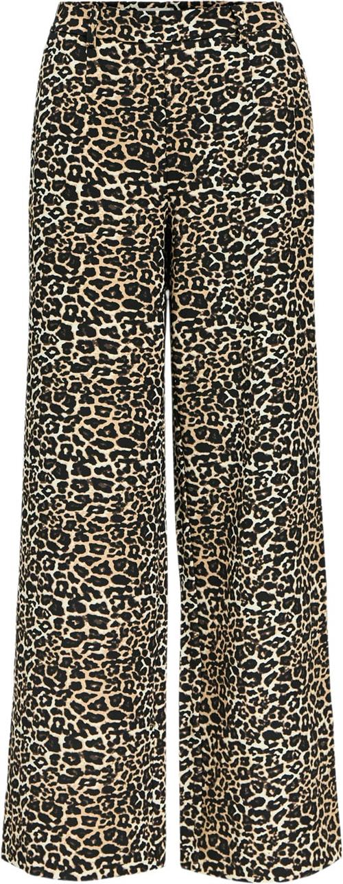 Se Object Objalba Lisa Wide Pant Print Noos Kvinde Humus/leo Bukser Med Brede Ben Str 34 - hos Magasin ved Magasin