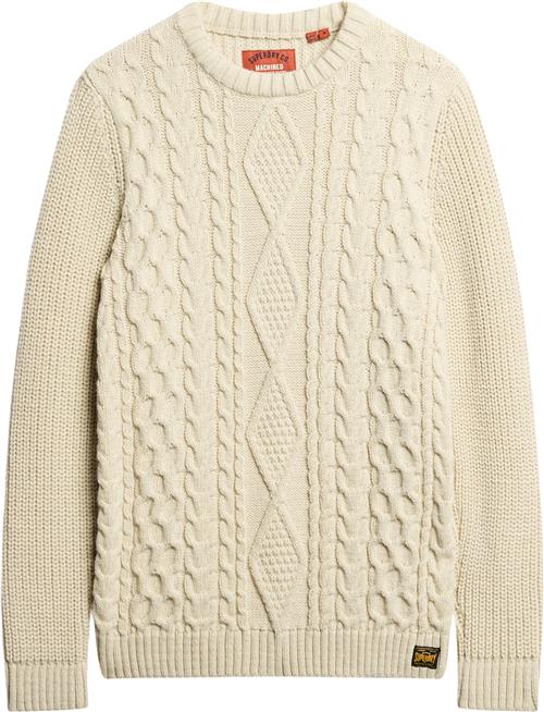 Se Superdry Jacob Cable Jumper Mand Ecru Sweaters Str L - hos Magasin ved Magasin