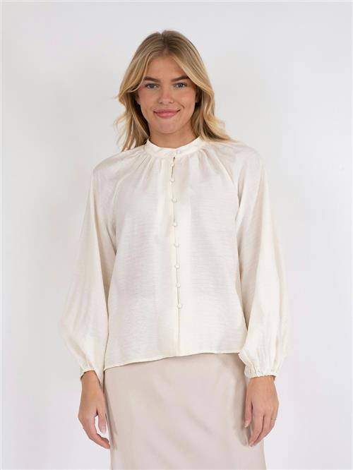 Neo Noir Camille Solid Blouse Kvinde Off White Langærmede Bluser Str 40 - Viskose hos Magasin