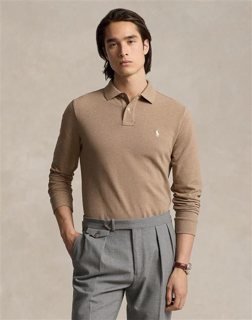 Polo Ralph Lauren Basic Meshlsl-knt Mand Italian Heather/c8135 Langærmede Poloer Classic Fit Str M - Bomuld hos Magasin