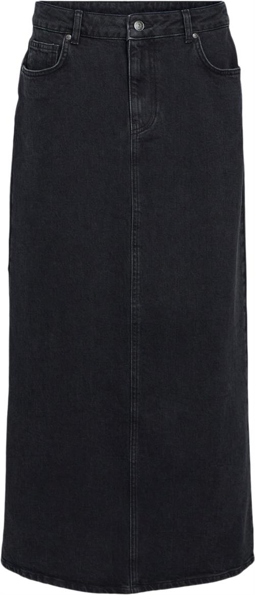 Object Objellen MW Long Denim Skirt Noos Kvinde Black Denim Maxi Nederdele Str XS Denim - hos Magasin