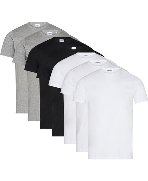 Lindbergh Basic Oneck tee S/S 7 Pack Mand Wh/bl/gr Kortærmede T-shirts Regular Fit Str S - hos Magasin