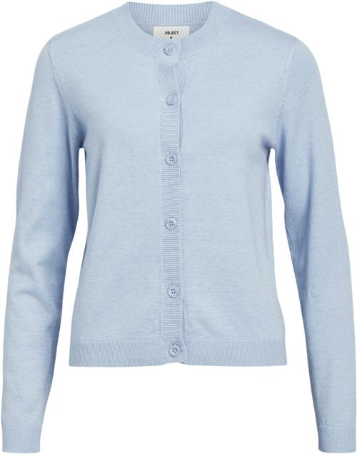 Se Object Objthess L/S Short Cardigan Noos Kvinde Brunnera Blue/melange Col Cardigans Str M - hos Magasin ved Magasin