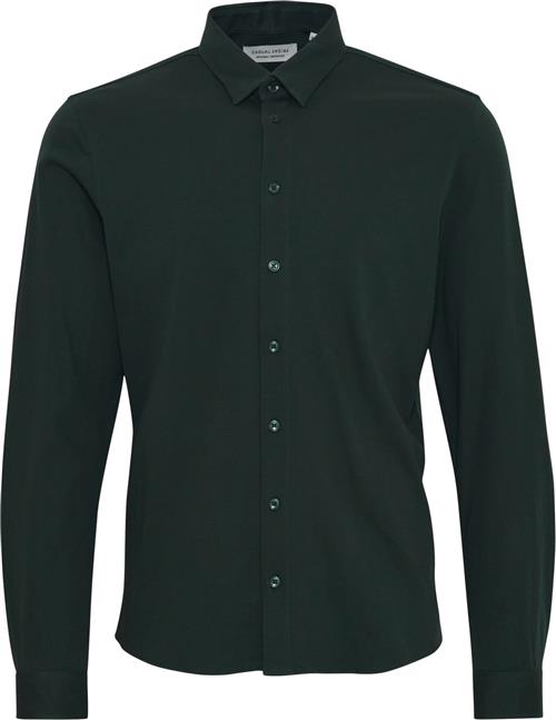 Casual Friday Cfarthur LS BU Jersey Shirt Kvinde Darkest Spruce Skjorter Slim Fit Str XL - hos Magasin