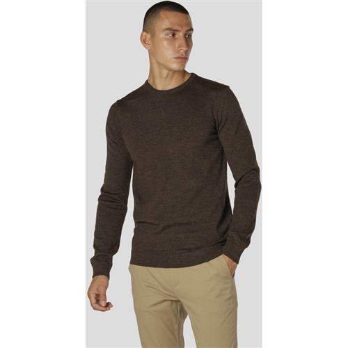 Se Clean Cut Copenhagen Merino Wool Crew Mand Brown Melangè Sweaters Str S Merino - hos Magasin ved Magasin