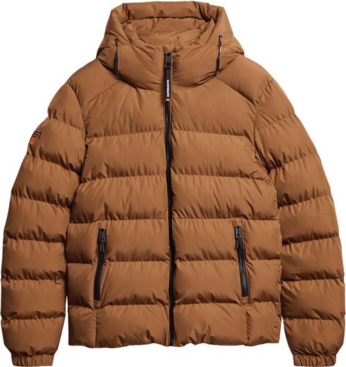 Superdry Hooded Sports Puffer Jacket Mand Denim Co Tobacco Brown Overgangsjakker Str XXXL - hos Magasin