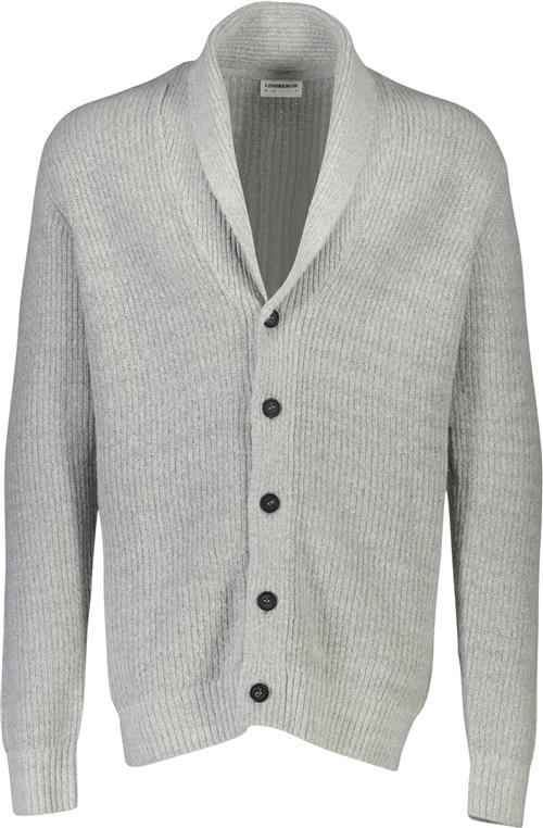 Se Lindbergh Shawl Collar Knit Cardigan Mand Grå Cardigans Relaxed Fit Str XL - Bomuld hos Magasin ved Magasin