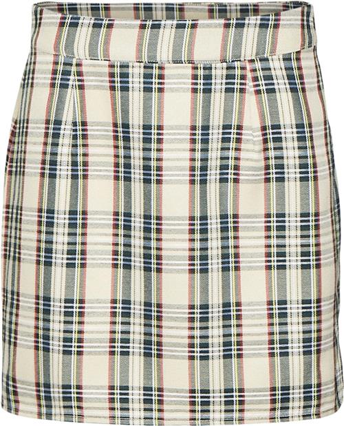 Something New Sncourteney HW Slit Mini Skirt NS Kvinde Oatmeal/checks Korte Nederdele Str S - hos Magasin