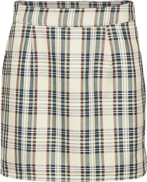 Something New Sncourteney HW Slit Mini Skirt NS Kvinde Oatmeal/checks Korte Nederdele Str M - hos Magasin