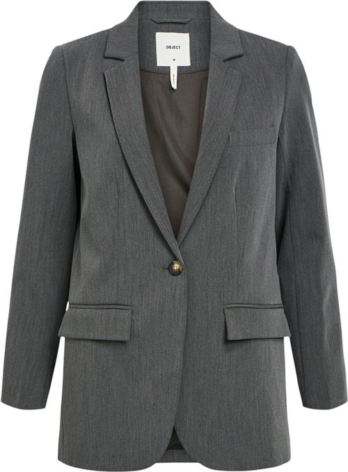 Object Objsigrid L/S Blazer Noos Kvinde Medium Grey Melange Blazere Str 34 - hos Magasin