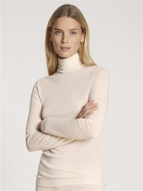 Calida Damen Top Langarm Kvinde Light Ivory Rullekraver Str L - Silke hos Magasin